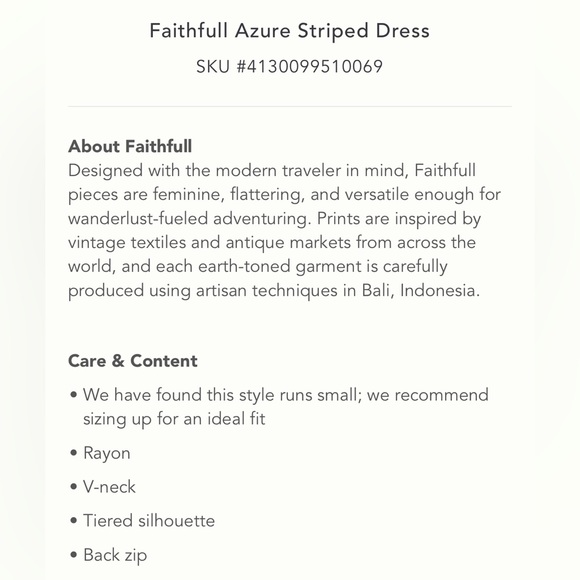 ANTHROPOLOGIE Faithfull Azure Striped Dress - Picture 4 of 4